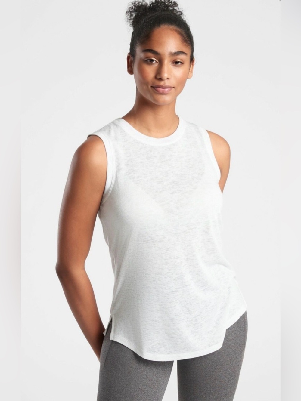Athleta Breezy Tank Top Bright White Medium Relaxed‎ Lightweight TENCEL Modal